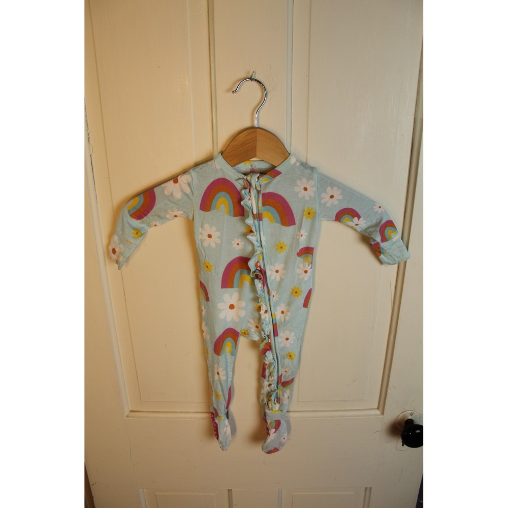 Posh Peanut Baby Girls Rainbow‎ Daisy Footed Pajamas Snug Fit 3-6 Months